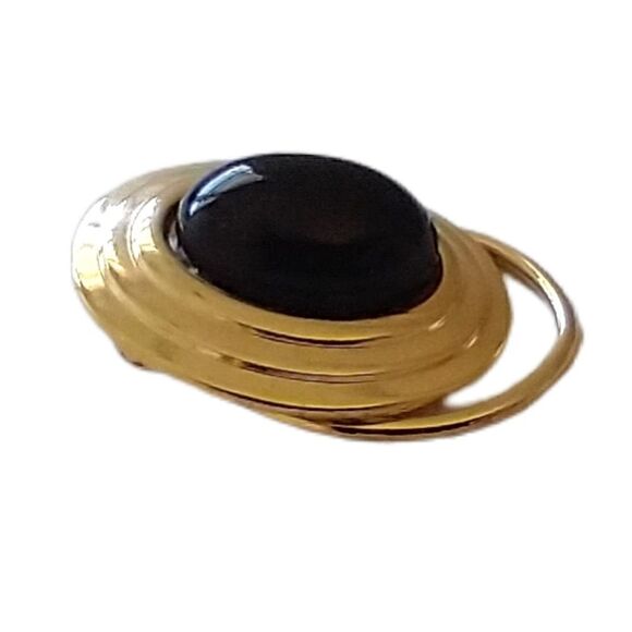 Vintage Scarf Clip Pin Black Acrylic Stone Gold Tone 80s 90s Retro MCM - Picture 5 of 14